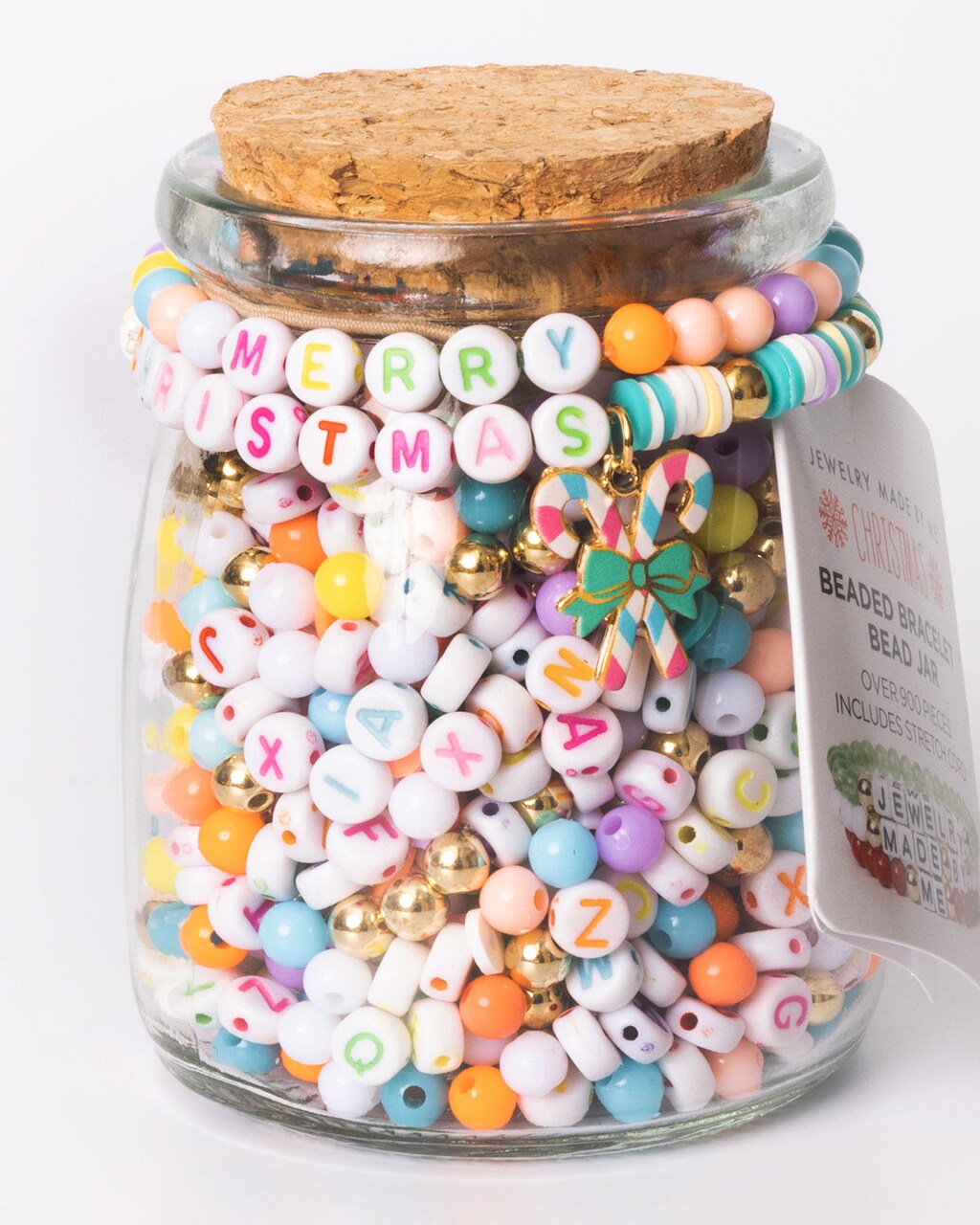 Candy Cane Color Bright Multicolor Holiday Letter Bead DIY Jar
